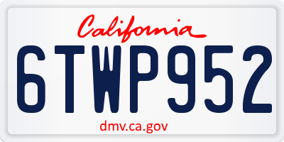 CA license plate 6TWP952