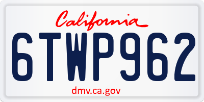 CA license plate 6TWP962