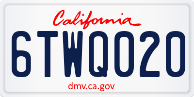 CA license plate 6TWQ020