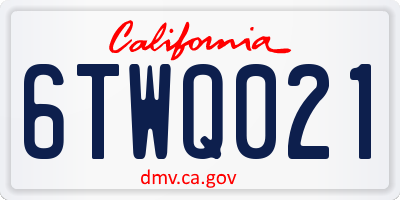 CA license plate 6TWQ021