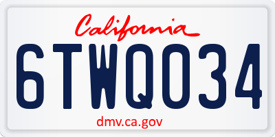 CA license plate 6TWQ034