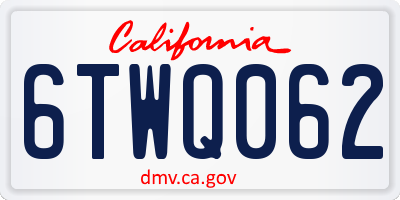 CA license plate 6TWQ062