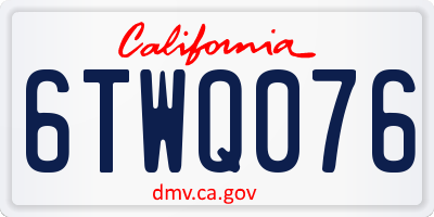 CA license plate 6TWQ076