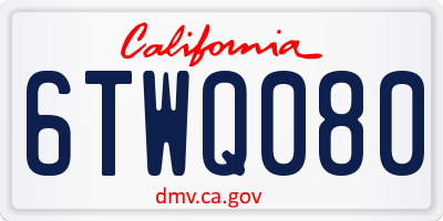 CA license plate 6TWQ080