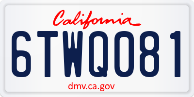 CA license plate 6TWQ081