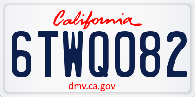 CA license plate 6TWQ082