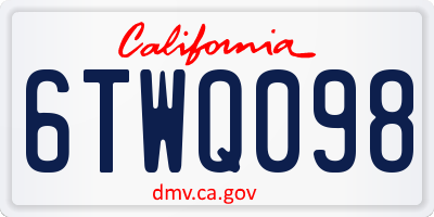 CA license plate 6TWQ098