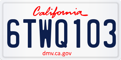 CA license plate 6TWQ103