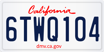 CA license plate 6TWQ104