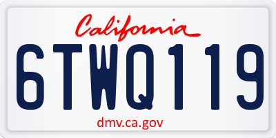 CA license plate 6TWQ119