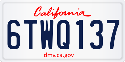 CA license plate 6TWQ137