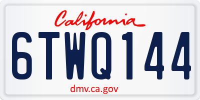CA license plate 6TWQ144