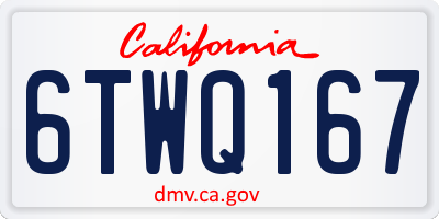 CA license plate 6TWQ167