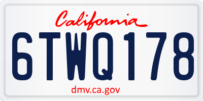 CA license plate 6TWQ178