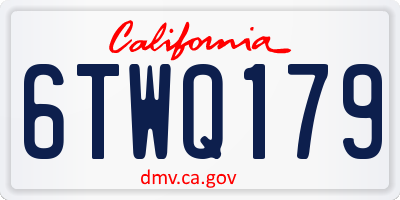 CA license plate 6TWQ179