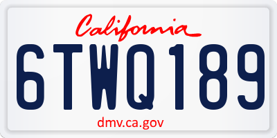 CA license plate 6TWQ189