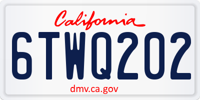 CA license plate 6TWQ202