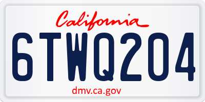 CA license plate 6TWQ204