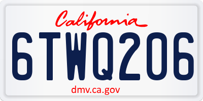 CA license plate 6TWQ206