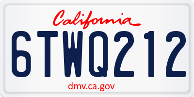 CA license plate 6TWQ212