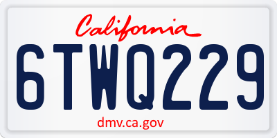 CA license plate 6TWQ229