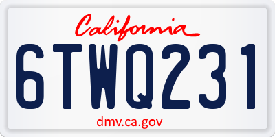 CA license plate 6TWQ231