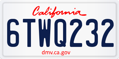 CA license plate 6TWQ232