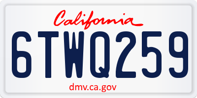 CA license plate 6TWQ259