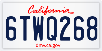 CA license plate 6TWQ268