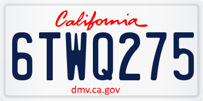 CA license plate 6TWQ275