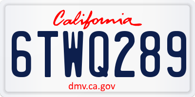 CA license plate 6TWQ289