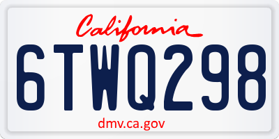 CA license plate 6TWQ298