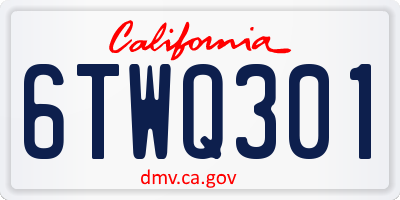 CA license plate 6TWQ301