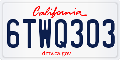 CA license plate 6TWQ303