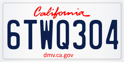 CA license plate 6TWQ304