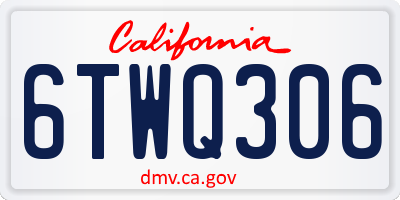 CA license plate 6TWQ306