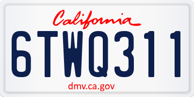 CA license plate 6TWQ311