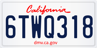 CA license plate 6TWQ318