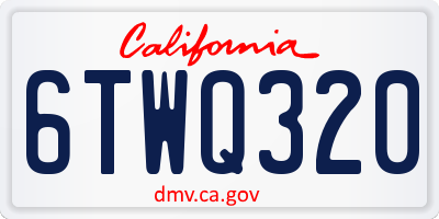 CA license plate 6TWQ320