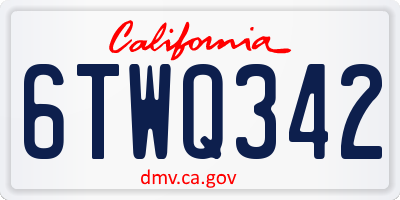 CA license plate 6TWQ342