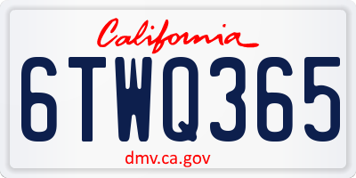 CA license plate 6TWQ365