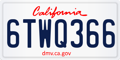 CA license plate 6TWQ366