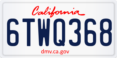 CA license plate 6TWQ368