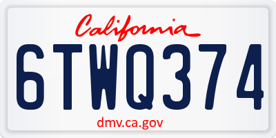 CA license plate 6TWQ374
