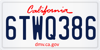 CA license plate 6TWQ386