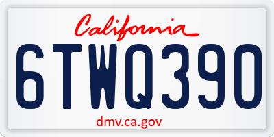 CA license plate 6TWQ390