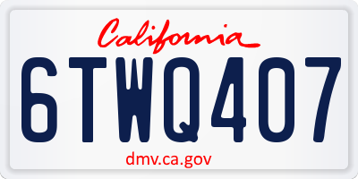 CA license plate 6TWQ407