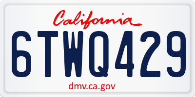 CA license plate 6TWQ429