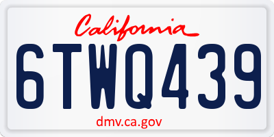 CA license plate 6TWQ439