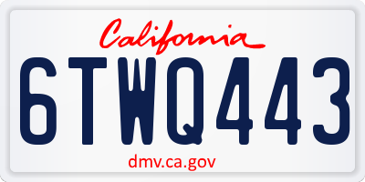 CA license plate 6TWQ443
